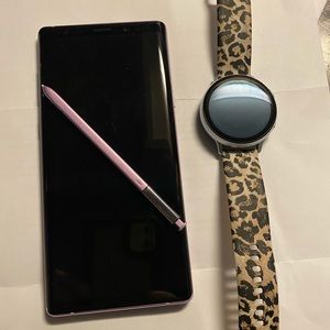 Galaxy Note 9 Purple Phone and Samsung Watch